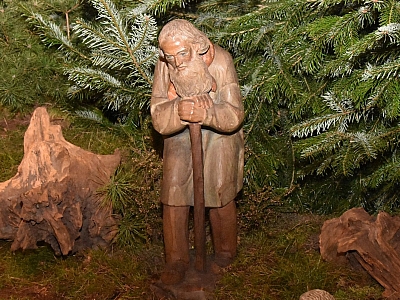 Bauer mit Knotenstock