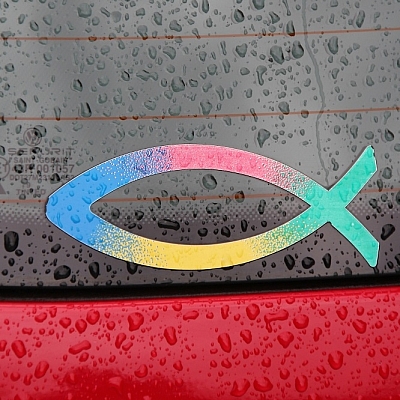 Der Fisch als Christussymbol an einem Auto Der Fisch als Christussymbol an einem Auto